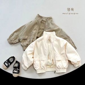 2 8y Fashion Baby Girl Boy Cotton Kurtka Niemowlę małe dziecko płaszcz jesienny wiosna Lato Solid Kolor Słońce Ubrania 231228