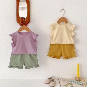 衣料品セットミランセルスプリングキッズ服セット子供かわいい袖なしシャツショーツガールズアウトウェア