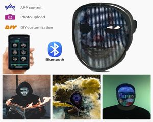 Aplikacja Bluetooth Programowa DIY PO Pełna animacja Kolor Świec Tekst LED Men039s Mask Display Board Party Christmas7424906