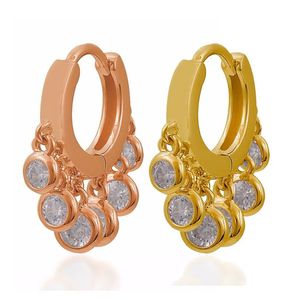 Nowy modny Mini Hoop Earring z wieloma okrągłymi dyskami CZ Prain Brighted Carmel Forring dla Lady High Quality Wedding Earring Whole235H