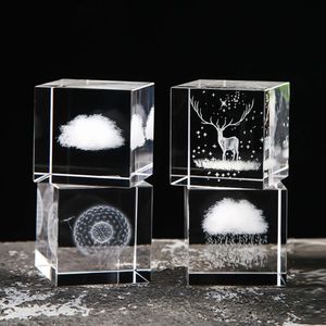 3D Crystal Carved Shaped Heart Shaped Cloud Rain Moon Milky Way Solar System Desktop Decoration Square Birthday Gift