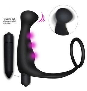 Brinquedo sexual vibrador anal para homens anel pênis 10 velocidades massagem de próstata silicone clímax atraso butt plug masculino masturbador brinquedos eróticos1730410