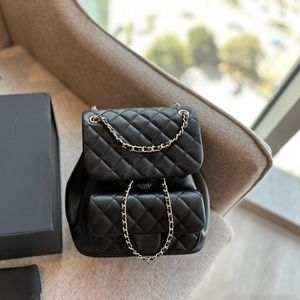 Canale zaino retrò duma agnello in pelle di pelle rana mini hobo nero con hardware in oro chiaro messenger sacchetti di spalle a tracolla diamante manico