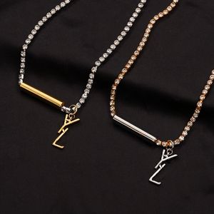 Designer Necklace For Women Chokers Jewelry Crystal Luxury Charm Pendant Necklace Copper Length 42+5cm