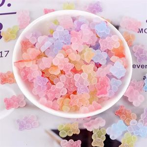 30st Gummy Bear Pärlor Komponenter Cabochon Simulation Sugar Jelly Bears Cub Charms Flatback Glitter harts Hantverk för DIY -smycken M302T