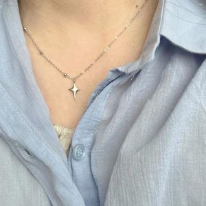 Pendant Necklaces 2024 925 Sterling Silver Cross Necklace Star Asymmetric Personalized Collar Chain For Birthday Gifts To Friends Jewelry