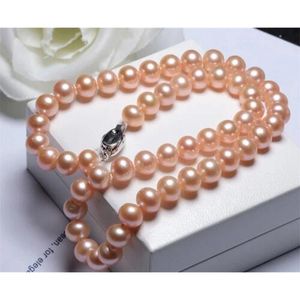 Handknutad robust toppklassificering AAAA Gorgeous 910mm Real Natural South Sea Pink Pearl Necklace 16in 231225