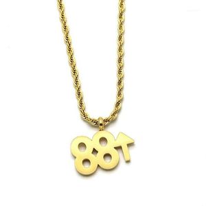 Chains Stainless Steel Hip Hop Gold 88 Rising Rich Brian Pendant Necklace Street Dance Gift For Him With Rope Chain240G
