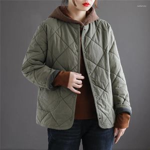 Casacos de Trench das Mulheres Parkas de Inverno 2024 Luz Fina Jaqueta de Algodão Mulheres Coreano Casual Single-breasted Curto Solto Quente Roupas Acolchoadas Femininas