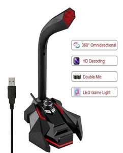 Dynamic Wired Microphone USB Studio Gaming 360 Omnidirectionnel PC Microphone For Computer Desktop Professional Dual Mic LED3880977