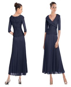 ВМС Blue Chiffon Mother of the Bride Dress Elegant Высококачественные шифоновые свадебные гостевые платья6598811