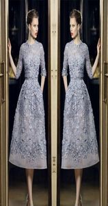 Elie Saab Короткие платья для выпускного вечера Кружева длиной до колен с аппликациями с половиной рукавов Вечернее платье Вечерние платья5909130