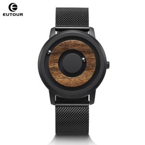 EUTOUR Minimalist Novelty Wood Dial Scaleless Magnetic Belt Natural Forest Fashion Men's Couple Watch 231228