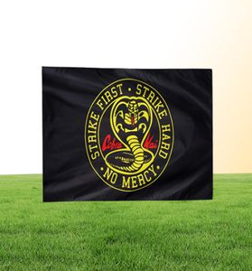 Cobra Kai Strike First Hard No Mercy 3x5ft Flags 100d Polyester Banners Inomhus utomhus livlig färg Hög kvalitet med två mässing Gro9708679