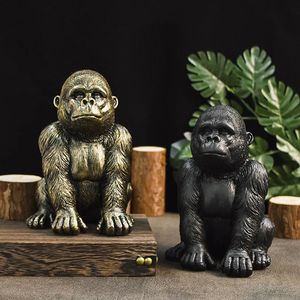 Resin Retro Gorilla statue chimpanzee figurines interior decor accessorie home office tabletop collection Object Item 231227