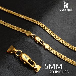 Kasanier hela män halsband 5mm bredd guld färg halsband män smycken garanti lång färg för kubanska smycken män gåva220u