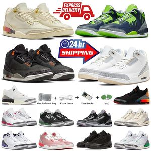 Jumpman 3 Mens Basquetebol Sapatos 3s Marfim Hugo Verde Brilho Preto Gato Medo Off Noir Rio Wizards Palomino Muslin Meia-Noite Marinha Branco Cimento Mulheres Treinadores Esportes Sneaker