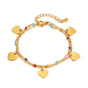 Gioielli Donna Bracciale con ciondolo amore in acciaio inossidabile Bracciale a catena in oro moda doppio strato Consegna a goccia Bambino, Accesso maternità per bambini Dhf7G