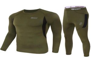 Traje de yoga Conjunto de ropa interior térmica de invierno Hombres Tácticos Long Johns Compresión Ropa de fitness Pantalones deportivos de alta calidad Ropa3979825
