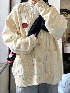 여자 니트 일본 빈티지 Y2K 가디건 단색 포켓 버튼 모든 경기 스웨터 가을 겨울 프레피 스타일 간단한 옷