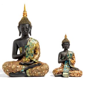 Statua di Buddha Grande Thailandia Buda Buddha Scultura in resina verde fatta a mano Buddismo indù Fengshui Figurina Meditazione Decorazioni per la casa 231227