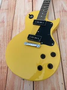Guitarra eléctrica estándar, amarillo TV, amarillo crema, brillante, afinador retro blanco crema, disponible, paquete de iluminación