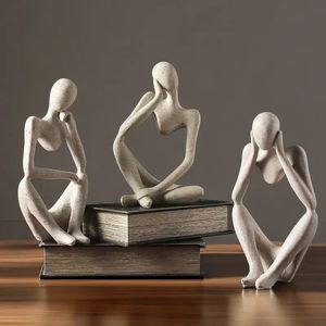 Vilad Nordic Abstract Sculpture Thinker Statue Harts Woman Figurine Office Home Decoration Accessories Decor Crafts Modern Art 231228