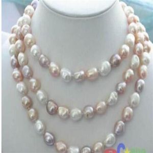 NUOVA collana lunga 50 perle d'acqua dolce multicolori barocche da 8-9 mm254y