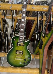 Guitarra elétrica personalizada, Caston, flor grande verde, feita de madeira importada, envio rápido de pacote