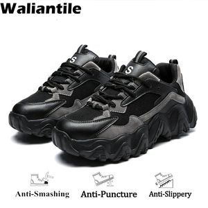 Waliantile Stylish Safety Shoes For Men Women Steel Toe Antismash Industrial Work Boots Puncture Proof Proof Defroducerble Sneakers 231225