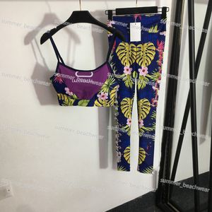 Printed Halter Yoga Vest Stretch Slim Fit Yoga Pants Set Sexy Push Up Yoga Bra Summer Gym Exercise Fitness High Quality Yoga Suit