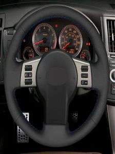 Car Steering Wheel Cover Handstitched Black Artificial Leather For Infiniti FX FX35 FX45 20032008 Nissan 350Z 200320096024986