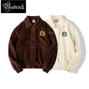 MBBCAR коричневая вельветовая куртка American A 2 в винтажном стиле Amekaji бежевого цвета «Tough Guy» с тяжелой вышивкой, толстое мужское пальто 3112 231227