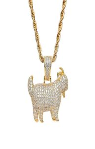 hip hop goat diamonds pendant necklaces for men women luxury sheep necklace real gold plated Cuban chains The Chinese Zodiac syste2796160
