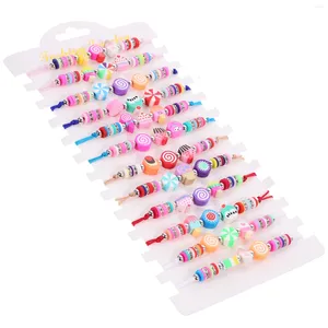 Charm Armbänder 12 Stück Farbarmband Perlen für Mädchen Frauen Gewebte farbige Perlen Dekorieren Dekorative Polymer Clay Miss