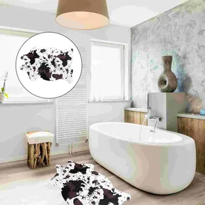 Tappetini da bagno Decor Imitazione Tappeto in pelle di vacchetta Stampa di tappeti Forma speciale Irregolare per la casa Tessuto normale Bambino