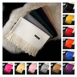 200 cm Multi Color Scarf For Women's Autumn and Winter Warm Solid Color Shawl Multicolor Gift Imitation Cashmere Tassel Red Scarves Handduk P212