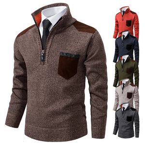 Pullover Herrenpullover Kaschmir dickes Poloshirt Koreanisches Halbzugketten-Kältehemd Stehkragen Herbstjacke Luxuriöser Stoff 231228