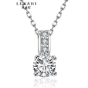 100% Pure 925 Sterling Silver Pendant Necklace 1 5 Ct SONA CZ Diamond Engagement Necklace Solid Silver Wedding Necklaces for Women209j