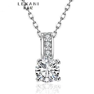 100% Pure 925 Sterling Silver Pendant Halsband 1 5 CT SONA CZ Diamond Engagement Necklace Solid Silver Wedding Halsband för kvinnor209J