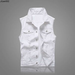 Fashion White Denim Vest Men Sleeveless Jacket Waistcoat Mens Vest Jeans Masculino Waistcoat