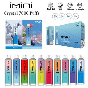 Spanish Crystal 7000 Puffs engångsvapa Polen Spanien Anpassad logotyp Crystal Vape 1300mAh Battery Mesh Coil Cigaretter Tornado 7000 8000 9000 12000 12K Puff 7000