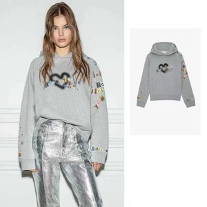 2024 Mulheres Designer Hoodie Love Letter Impressão Bordado Suéter Inner Zadig Fleece Hoodie Sweater