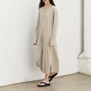 Casual Dresses Cotton Hoodie For Women Long Sleeve Button Open Side Maxi Dress Autumn Winter Clothes
