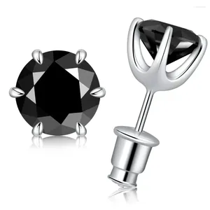 Stud Earrings 0.5-2ct Black Moissanite For Women/Men S925 Sterling Silver Diamond Round Cut Wedding Fine Jewelry