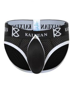 Men Briefs Male Gay Penis Pouch Underwear Back Open Front Removable Jockstraps Men039s Enlarge Sexy Enhancing Sponge Cup Pad Un3890601