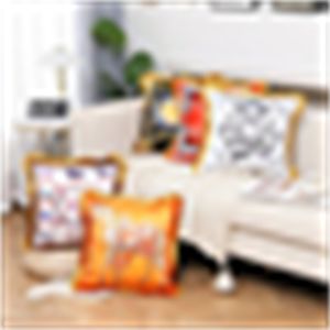 45*45cm Orange Serie Kissenbezüge Pferde Blumen Druck Kissenbezug für Zuhause Stuhl Sofa Dekoration Quadratische Quaste Kissenbezüge