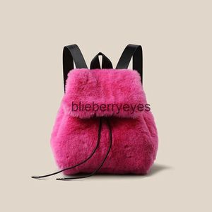 Rucksack-Stil, modisch, plissiert, geeignet für Designerinnen, rosa, weicher Plüsch, junges Fell, Winterblieberryeyes