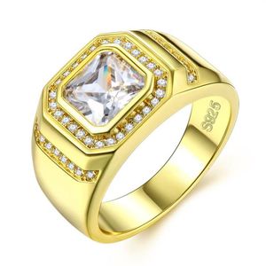 Size 8 9 10 11 12 13 Luxury Jewelry 925 Sterling Silver&Gold Filled princess 5A Cubic Zirconia CZ Dioamond Gemstones Men Wedding B273M