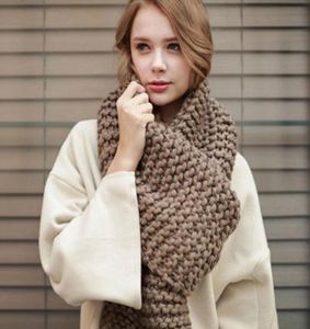 Sciarpa invernale inverno donne con scialli caldi spessi avvolgono la signora sciarpe solide alla moda pashmina di qualità per cavo a cavo a maglia lungo 1461545